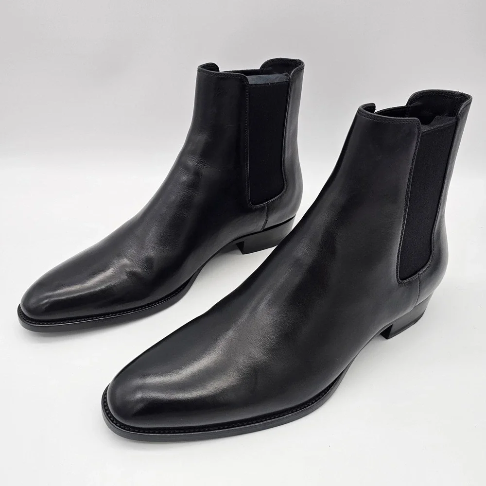 Saint Laurent Paris YSL‎ Wyatt 30 Chelsea Boots Leather Nero Black U.S 9  EU42